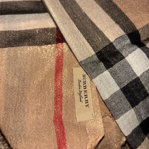 Burberry Beige and Black Checkered Scarf